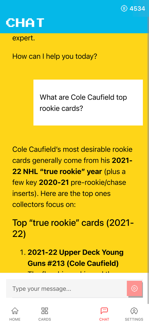 Chat with Carty AI trading card expert